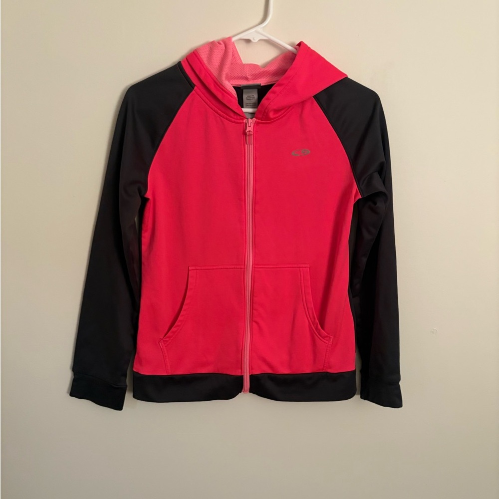 Champion Pink and Black Athletic full zip Hoodie Girls XL sporty school